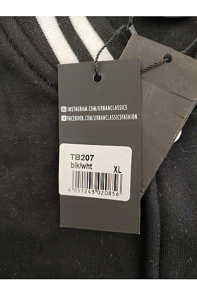 URBAN CLASSICS Černobílá bavlněná varsity bomber mikina Vel. XL | URBAN CLASSICS | obrázek 4