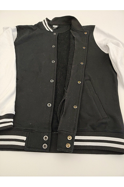 URBAN CLASSICS Černobílá bavlněná varsity bomber mikina Vel. XL | URBAN CLASSICS | obrázek 5