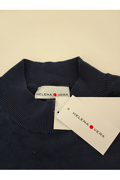 HELENA VERA Modré lyocellové tričko se stojáčkem a krátkým rukávem basic Velikost DE 42 | HELENA VERA | obrázek 5