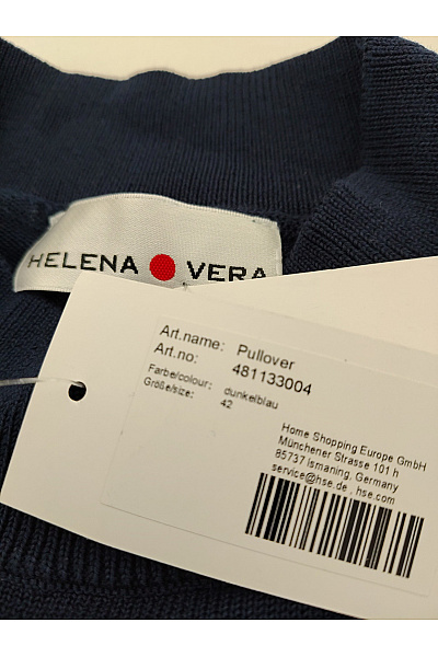 HELENA VERA Modré lyocellové tričko se stojáčkem a krátkým rukávem basic Velikost DE 42 | HELENA VERA | obrázek 6