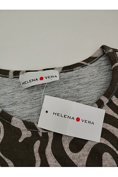 HELENA VERA Dámské hnědé tričko s dlouhým rukávem a abstraktním potiskem Vel. DE 36 | HELENA VERA | obrázek 6
