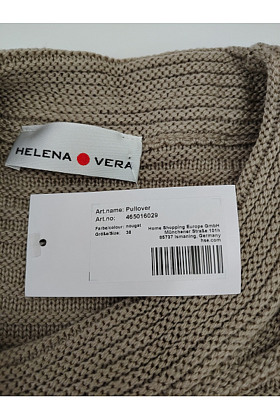 HELENA VERA Béžový vlněný žebrovaný pulovr se stahováním Vel. DE 38 | HELENA VERA | obrázek 9