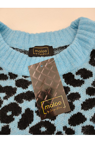maloo Modrý vzorovaný pletený pulovr s leopardím vzorem Vel. DE 50 | maloo | obrázek 3