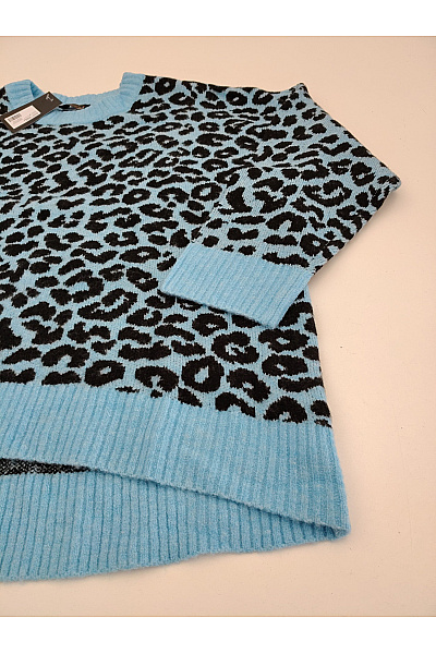 maloo Modrý vzorovaný pletený pulovr s leopardím vzorem Vel. DE 50 | maloo | obrázek 5