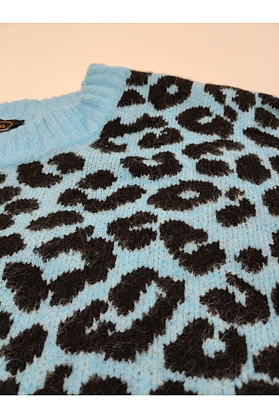 maloo Modrý vzorovaný pletený pulovr s leopardím vzorem Vel. DE 50 | maloo | obrázek 6