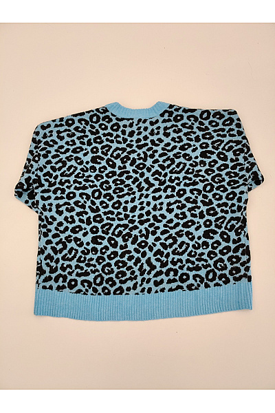 maloo Modrý vzorovaný pletený pulovr s leopardím vzorem Vel. DE 50 | maloo | obrázek 7