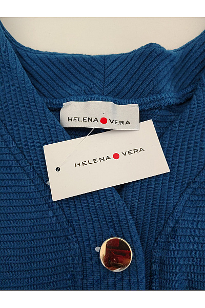 HELENA VERA Modrý dámský kardigan na knoflíky s výstřihem do V Vel. EU 52 | HELENA VERA | obrázek 4