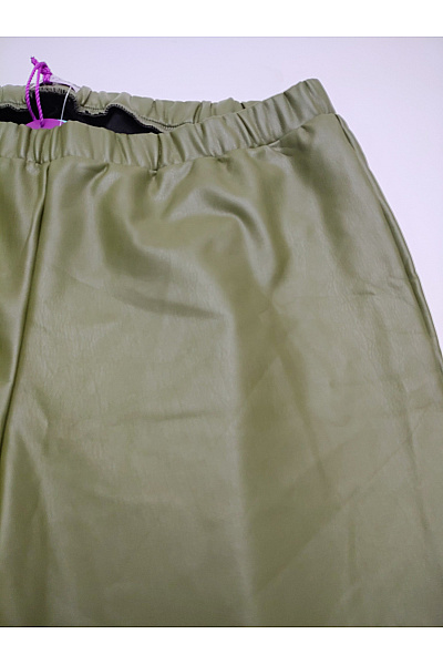 curvy me Dámské khaki koženkové kalhoty s pružným pasem Vel. 48 | curvy me | obrázek 4
