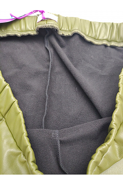 curvy me Dámské khaki koženkové kalhoty s pružným pasem Vel. 48 | curvy me | obrázek 5