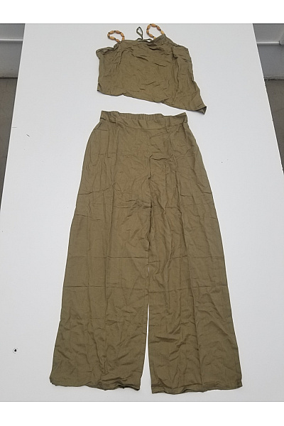 boohoo Dámský khaki komplet palazzo široké kalhoty a top Vel. 46 | boohoo | obrázek 2