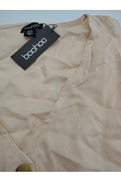 boohoo Béžový letní overal bez rukávů s knoflíky Velikost 44 | boohoo | obrázek 5