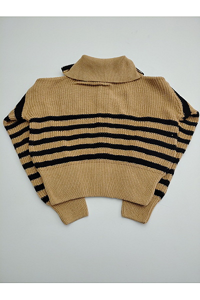 boohoo Béžový pruhovaný pletený crop svetr na zip Vel. 34 | boohoo | obrázek 5