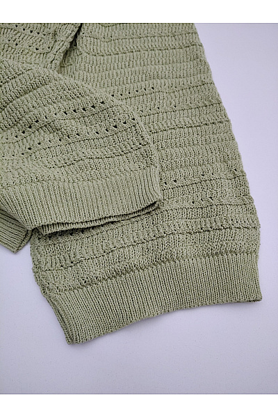 boohoo Dámský khaki pletený komplet palazzo kalhoty a košile Velikost 36 | boohoo | obrázek 4