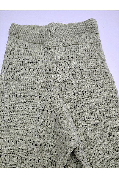 boohoo Dámský khaki pletený komplet palazzo kalhoty a košile Velikost 36 | boohoo | obrázek 5