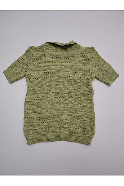 boohoo Dámský khaki pletený komplet palazzo kalhoty a košile Velikost 36 | boohoo | obrázek 8