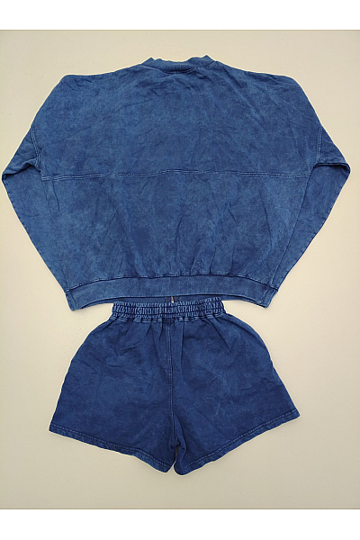 boohoo Dámský bavlněný komplet mikina a šortky modrý oversized Vel. EU 36 | boohoo | obrázek 3