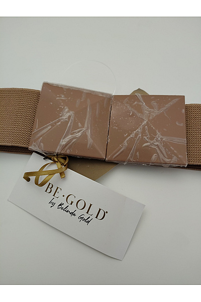 Belinda Gold Hnědý široký pásek s pyramidovou sponou | Belinda Gold | obrázek 2