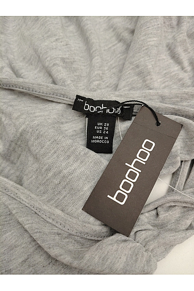 boohoo Šedý dámský top s dlouhým rukávem průstřihy a uzlem Velikost EU 56 | boohoo | obrázek 5