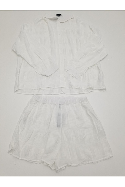 boohoo Bílé oversized volné letní dvoudílné dámské komplety Velikost L | boohoo | obrázek 2
