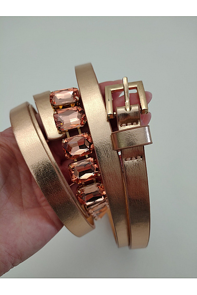 Zlatý dámský pásek s kamínky luxusní | Unimoda | obrázek 3