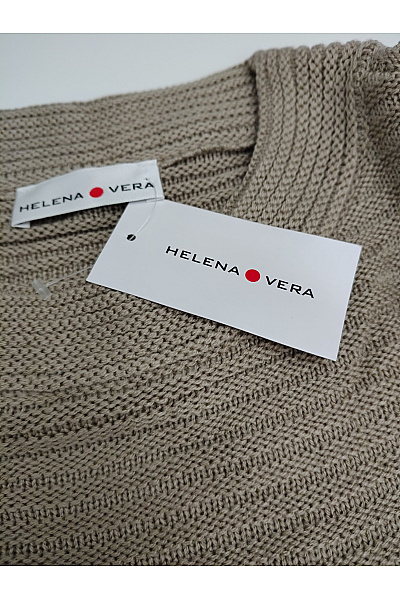 HELENA VERA Dámský khaki pletený pulovr se stahováním Vel. DE 40 | HELENA VERA | obrázek 8
