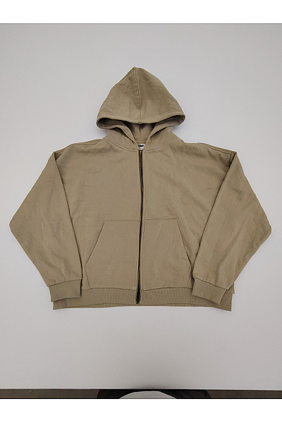 URBAN CLASSICS Béžová Bavlněná Oversized Mikina Na Zip S Kapucí Velikost L