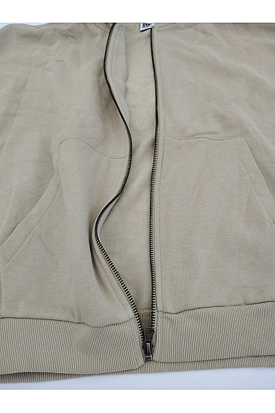 URBAN CLASSICS Béžová bavlněná oversized mikina na zip s kapucí Velikost L | URBAN CLASSICS | obrázek 2
