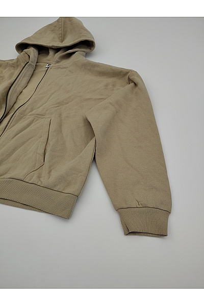 URBAN CLASSICS Béžová bavlněná oversized mikina na zip s kapucí Velikost L | URBAN CLASSICS | obrázek 3