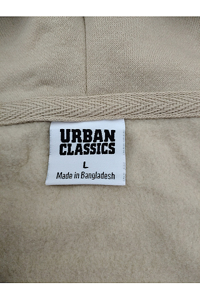 URBAN CLASSICS Béžová bavlněná oversized mikina na zip s kapucí Velikost L | URBAN CLASSICS | obrázek 4