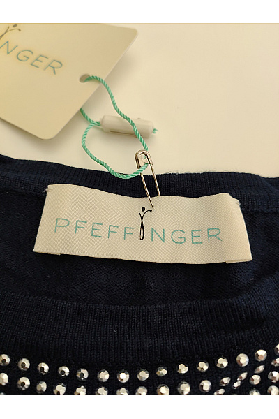 PFEFFINGER Modrý dámský pulovr s kamínky elegantní Vel. EU 40 | PFEFFINGER | obrázek 6