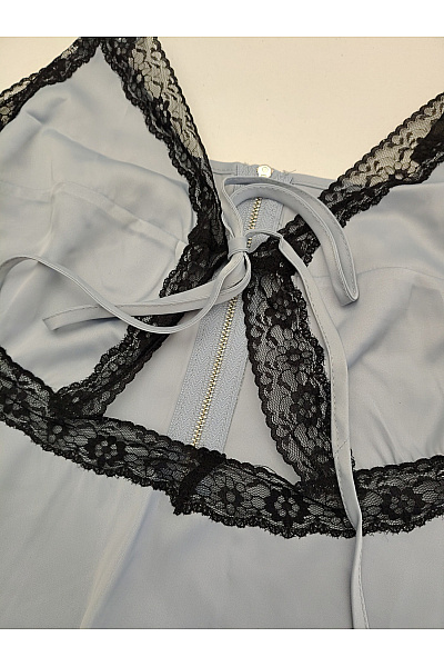 boohoo Modré dámské tílko s krajkou na zip mašlí Velikost EU 46 | boohoo | obrázek 2