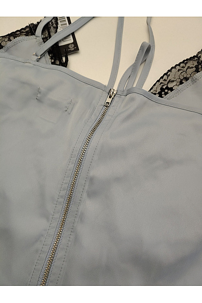 boohoo Modré dámské tílko s krajkou na zip mašlí Velikost EU 46 | boohoo | obrázek 5