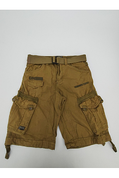 Geographical Norway Pánské Khaki Cargo Kraťasy S Kapsami A Páskem Velikost M