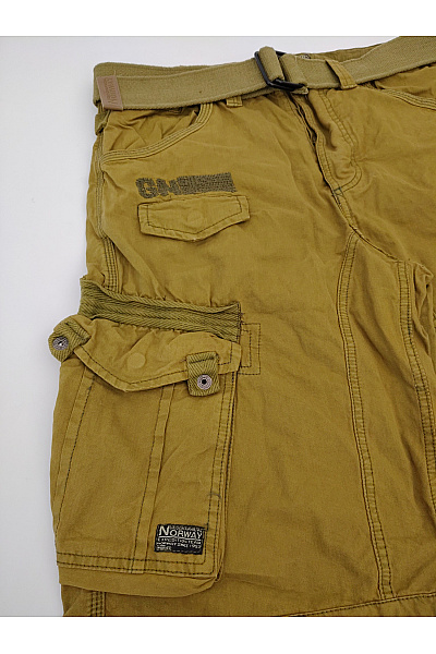 Geographical Norway Pánské khaki cargo kraťasy s kapsami a páskem Velikost M | Geographical Norway | obrázek 3
