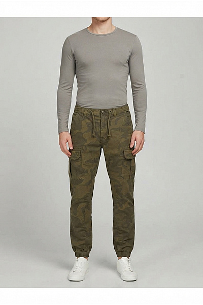 URBAN CLASSICS Pánské Khaki Maskáčové Cargo Kalhoty Jogger S Kapsami Velikost 28