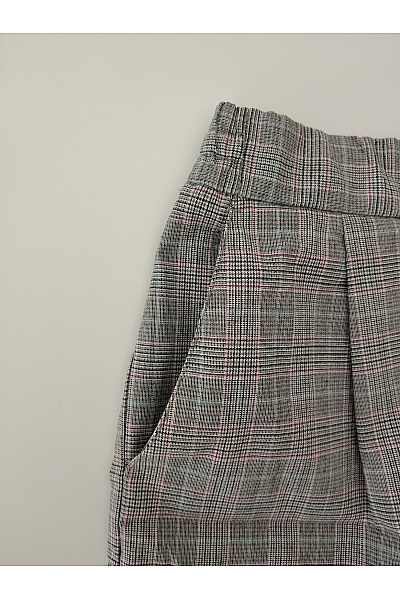 PULL&BEAR Šedé kostkované kraťasy s vysokým pasem Vel. 28 | PULL&BEAR | obrázek 3
