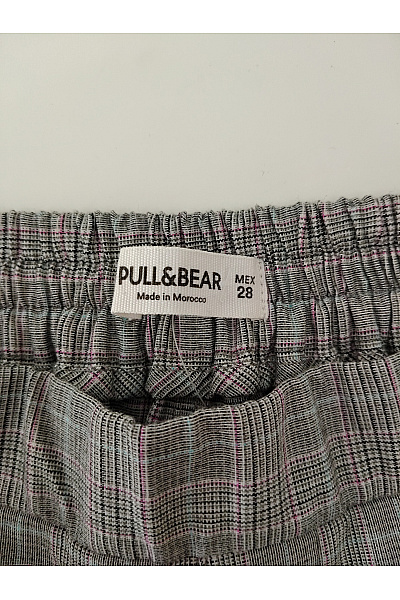 PULL&BEAR Šedé kostkované kraťasy s vysokým pasem Vel. 28 | PULL&BEAR | obrázek 5