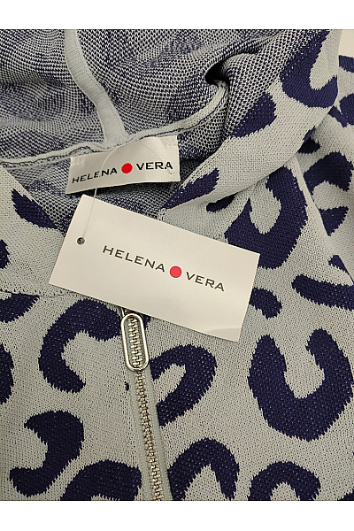 HELENA VERA Dámská pletená mikina s kapucí na zip vzorovaná šedá Velikost DE 46 | HELENA VERA | obrázek 8