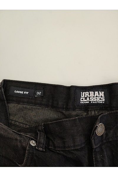 URBAN CLASSICS Pánské černé bavlněné džíny wide leg vyšisované Velikost 32 | URBAN CLASSICS | obrázek 6