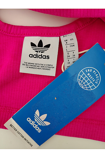 ADIDAS Růžové dámské crop top tílko s nápisem Velikost EU 8 | ADIDAS | obrázek 6