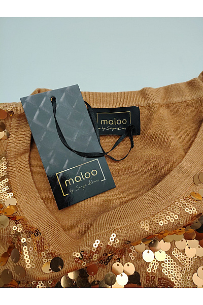 maloo Dámská halenka s dlouhým rukávem a flitry černá zlatá Vel. DE 40 | maloo | obrázek 5