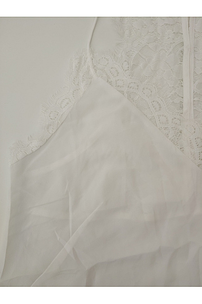 Bílá krajková halenka bez rukávů s výstřihem do V Vel. L | Unimoda | obrázek 3