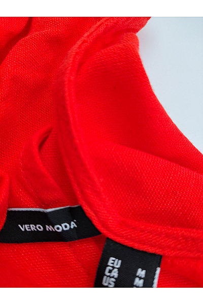 VERO MODA Červené letní šaty s krátkým rukávem do áčka Vel. M | VERO MODA | obrázek 5