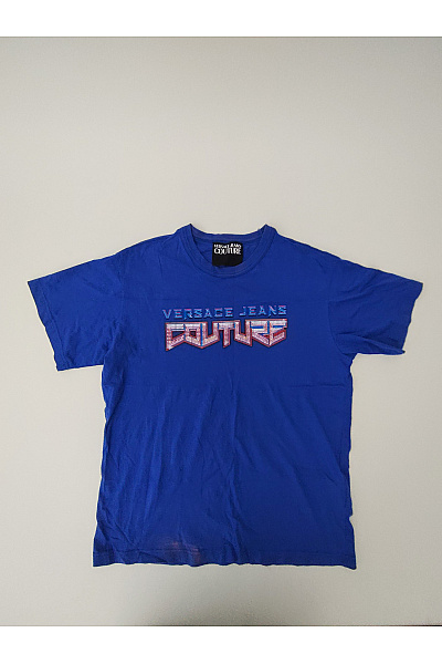 Obscure Couture Modré Bavlněné Pánské Tričko S Krátkým Rukávem A Nápisem Vel. L