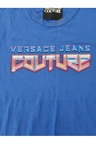 Obscure Couture Modré bavlněné pánské tričko s krátkým rukávem a nápisem Vel. L | Obscure Couture | obrázek 3
