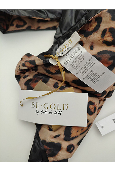 Belinda Gold Černá prošívaná zimní šála s leopardím vzorem | Belinda Gold | obrázek 4