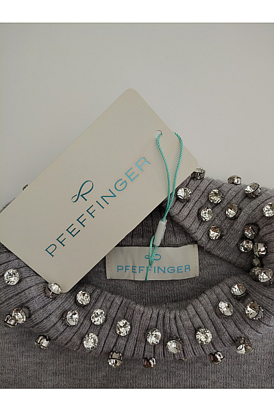 PFEFFINGER Šedé pletené šaty s dlouhým rukávem a stojáčkem Vel. DE 46 | PFEFFINGER | obrázek 5