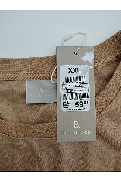 POP COPENHAGEN Béžové dámské tričko s dlouhým rukávem a balonové rukávy basic Vel. EU 2XL | POP COPENHAGEN | obrázek 5