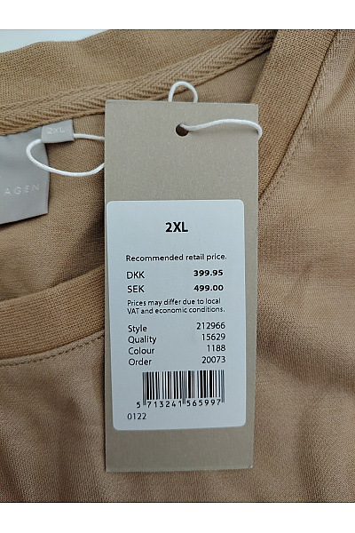 POP COPENHAGEN Béžové dámské tričko s dlouhým rukávem a balonové rukávy basic Vel. EU 2XL | POP COPENHAGEN | obrázek 6