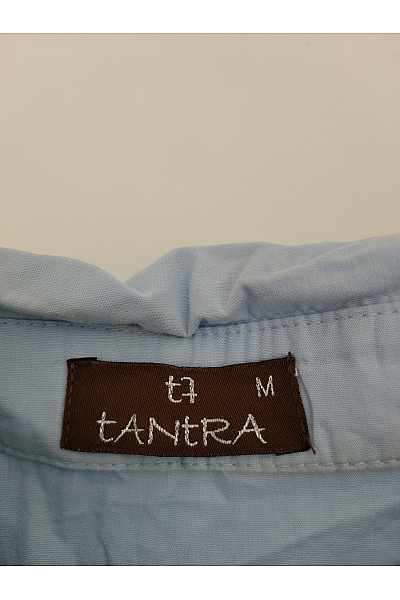 TANTRA Modrá bavlněná košilová halenka s límečkem a volánky Vel. M | TANTRA | obrázek 6